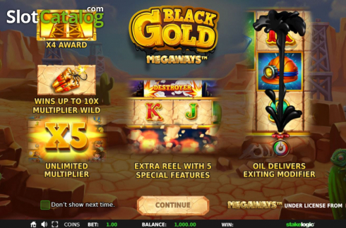 Schermo2. Black Gold Megaways slot