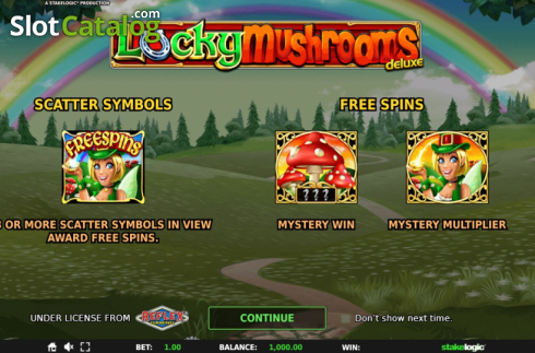 Start Screen. Lucky Mushrooms Deluxe slot