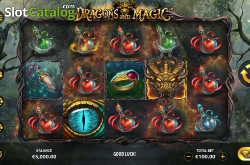 Reel Screen. Dragons And Magic slot