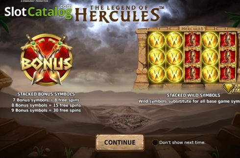 Start Screen. The Legend of Hercules slot