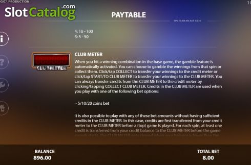 Paytable 3. Epic Slam Arcade slot