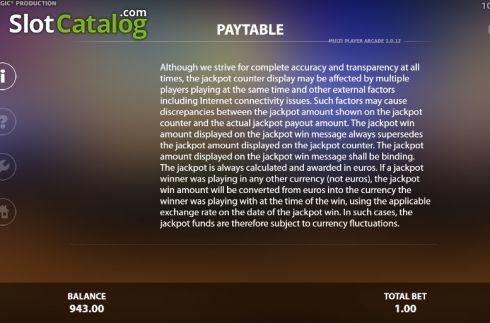 Paytable 2. Multi Player Arcade slot