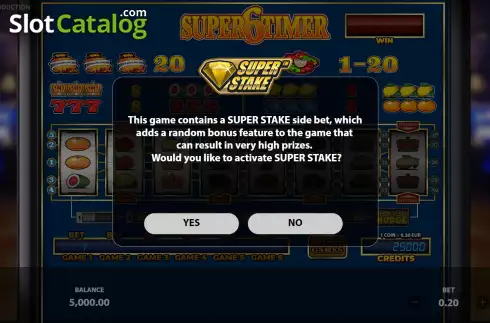 Super Stake Bet Screen. Super6Timer slot