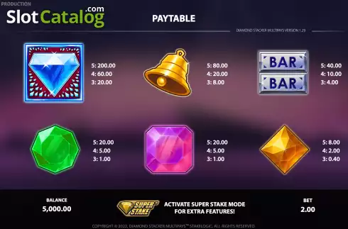Game Rules 2. Diamond Stacker Multipays slot
