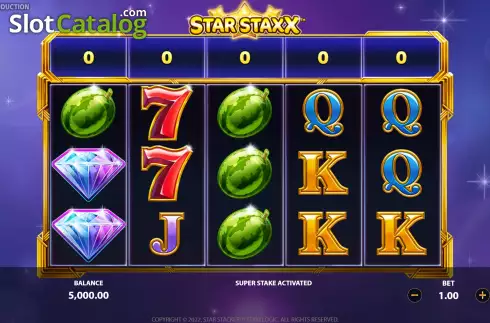 Game Screen. Star Staxx slot