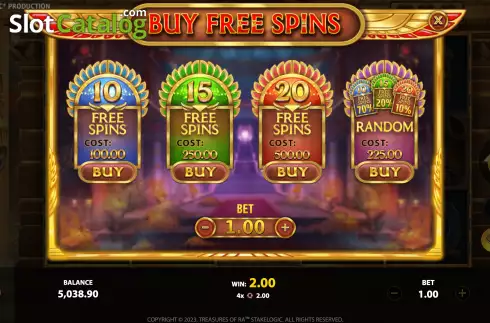 Buy Bonus Menu. Treasures of Ra slot