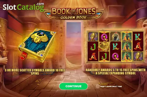 Bildschirm2. Book of Jones Golden Book slot