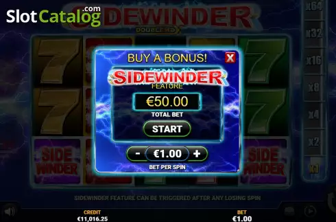 Buy Feature Screen. Sidewinder DoubleMax slot