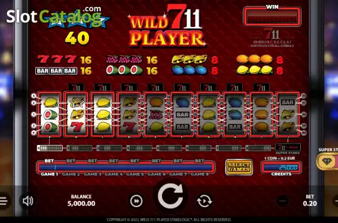 画面2. Wild711Player カジノスロット