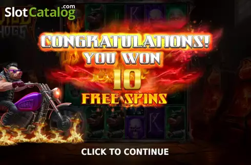 Free Spins Win Screen. Wild Hogs slot