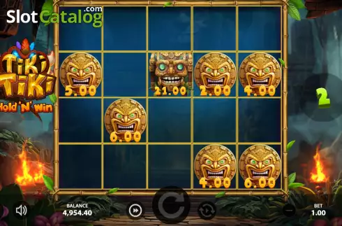 Hold and Win Bonus Game Screen 3. Tiki Tiki Hold 'n' Win slot