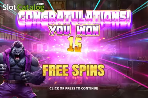 Free Spins Win Screen. Manimals slot