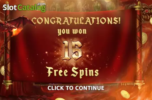 Free Spins Win Screen. Dragon’s Dawn slot