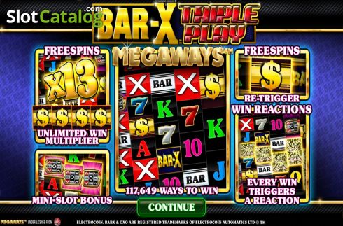 Start Screen. Bar-X Triple Play Megaways slot