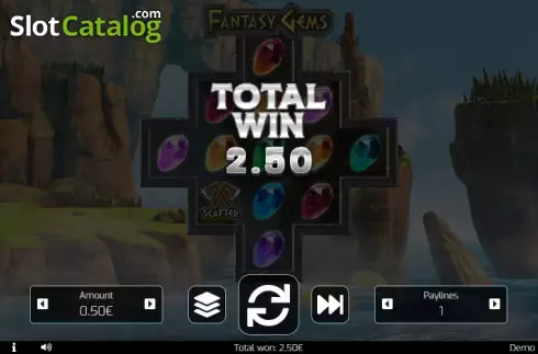 Win screen. Fantasy Gems slot