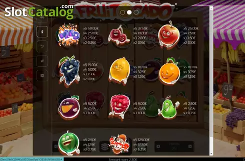 Pay Table screen 2. Fruitocado slot