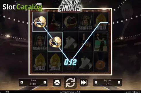 Win screen. Book of Einikis slot