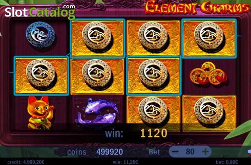 Win screen. Element Charms slot