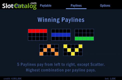 Paylines screen. Master of Books Unlimited slot