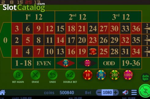 Game screen. Maxi Roulette slot