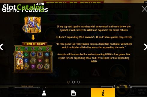 Game Features. Storm of Egypt slot