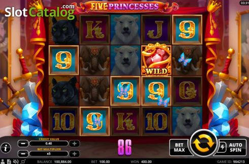 Win Screen 2. Five Princesses slot