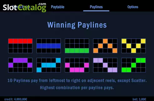 Paylines screen. Book of Dino Unlimited slot