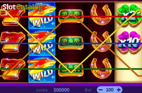 Game Screen. Reels on Fire slot