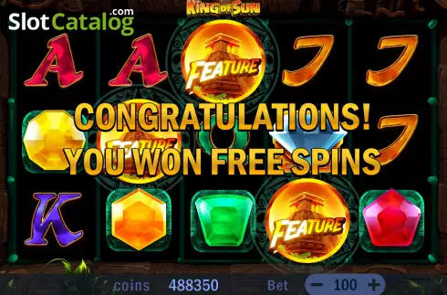 Free Spins Win Screen. King of Sun slot