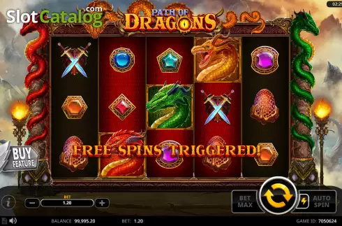 Free Spins Win Screen. Path of Dragons slot