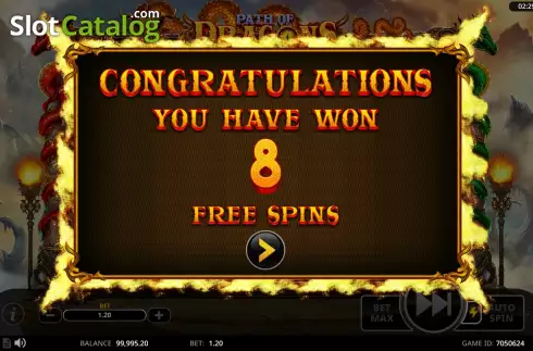 Free Spins Win Screen 2. Path of Dragons slot
