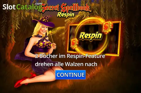 Start Screen. Secret Spellbook Respin slot