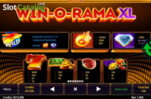 Symbols. Win-O-Rama XL slot