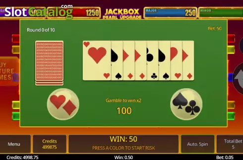 Risk Game screen. Jackbox Pearl Upgrade slot