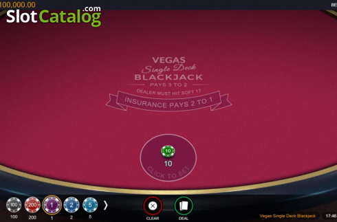 Ekran2. Vegas Single Deck Blackjack (Switch Studios) yuvası
