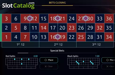Special Bets Screen. Turbo Auto Roulette slot