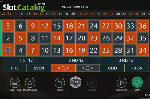 Game screen. Scarab Auto Roulette slot