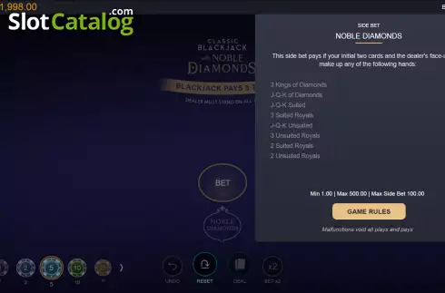 Bildschirm5. Classic Blackjack with Noble Diamonds slot