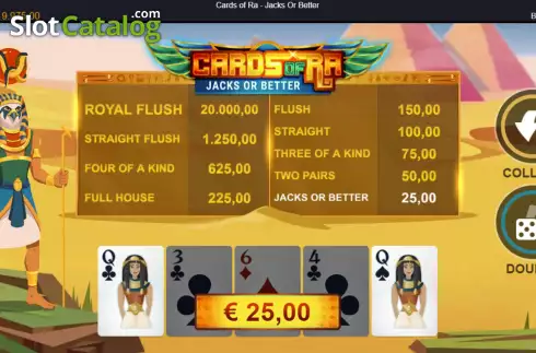 Win screen. Cards of Ra Jacks or Better slot