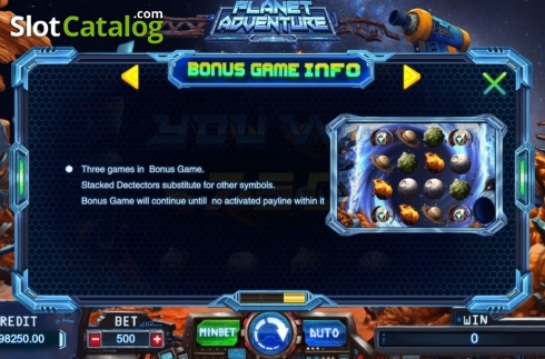 Bonus Game. Planet Adventure slot