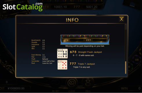 Paytable. Blackjack (TIDY) slot