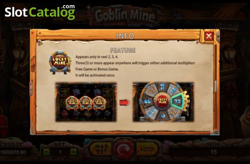 Features screen. Goblin Mine slot