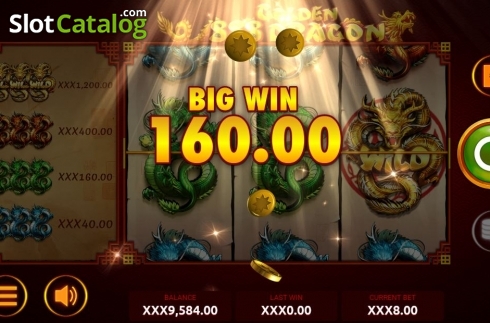 Big Win Screen. 888 Golden Dragon slot