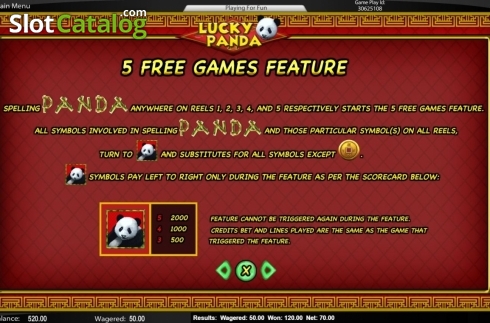 Features. Lucky Panda (Top Trend Gaming) slot