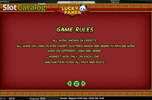 Rules. Lucky Panda (Top Trend Gaming) slot