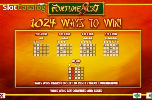 Paytable 2. Fortuna 8 Cat slot