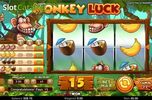 Win screen. Monkey Luck slot
