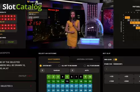 Game screen 2. Keno (TV Bet) slot