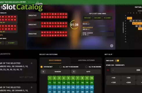 Game screen 3. Keno (TV Bet) slot