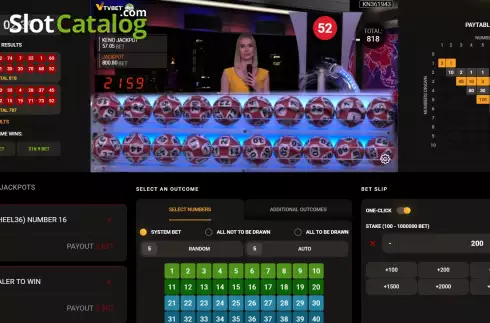 Game screen 4. Keno (TV Bet) slot